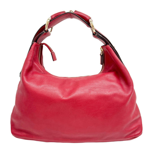Horsebit Red Leather Shoulder Bag