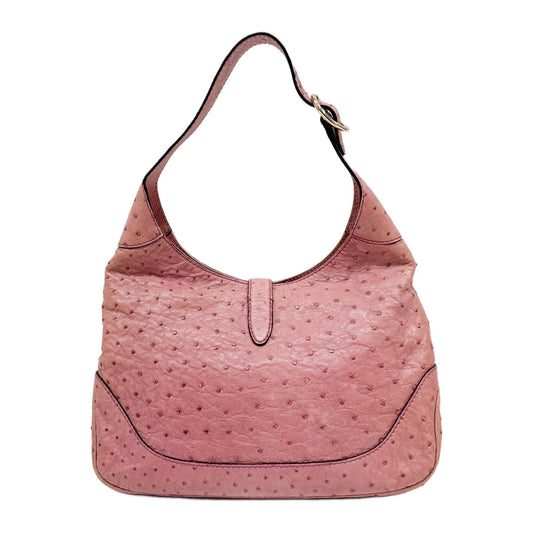 Jackie Pink Ostrich Leather Shoulder Bag