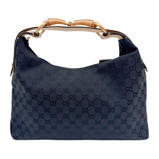 Horsebit Black GG Canvas Shoulder Bag