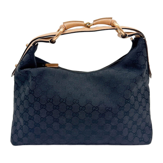Horsebit Black GG Canvas Shoulder Bag