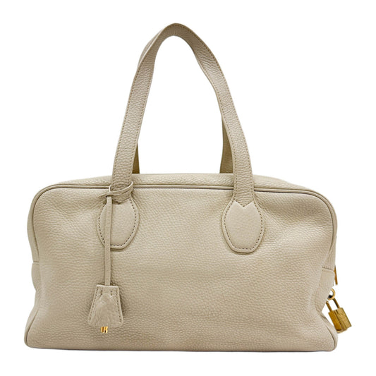 Bowler Cream Leather Shoulder Bag