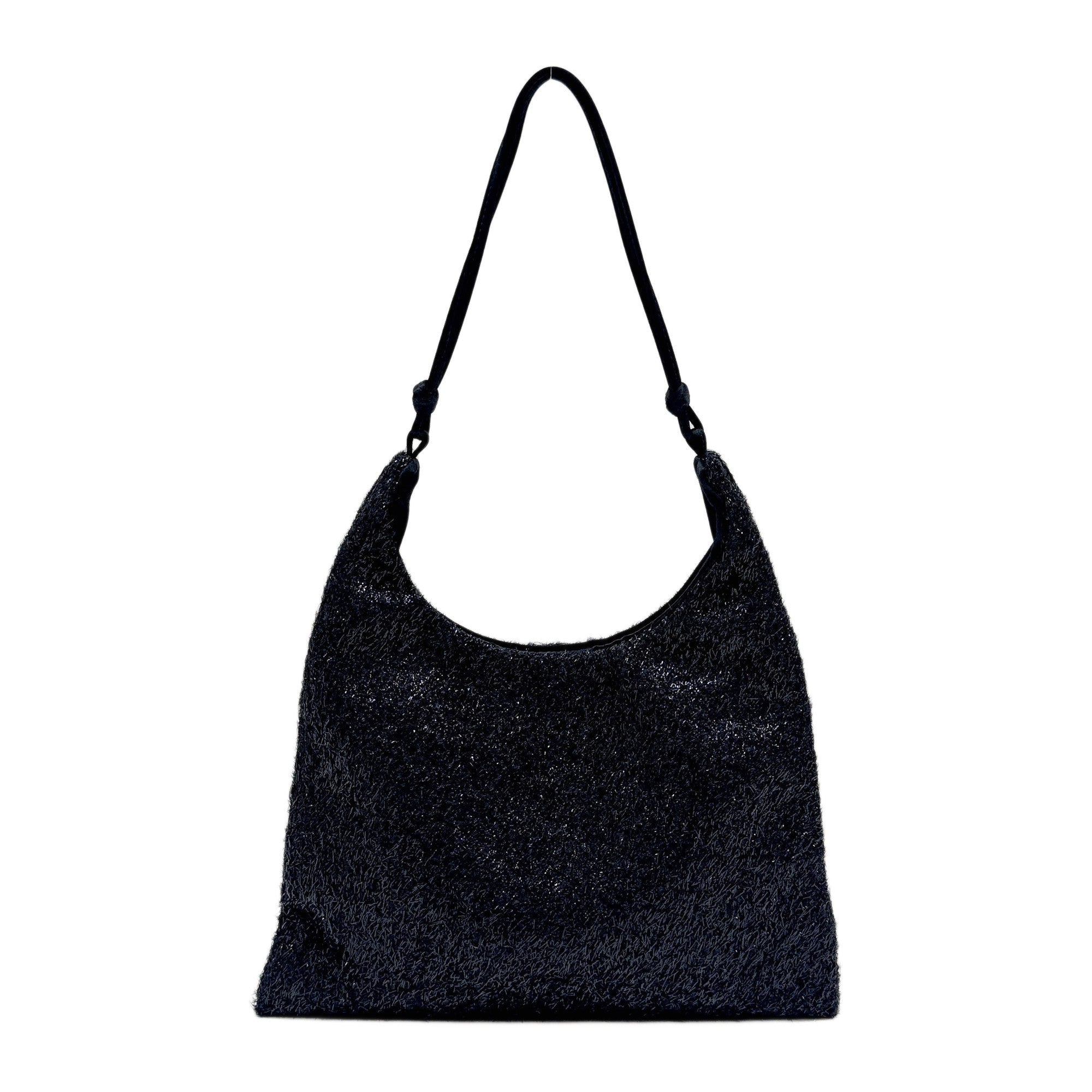 Shimmery Black Lurex Shoulder Bag