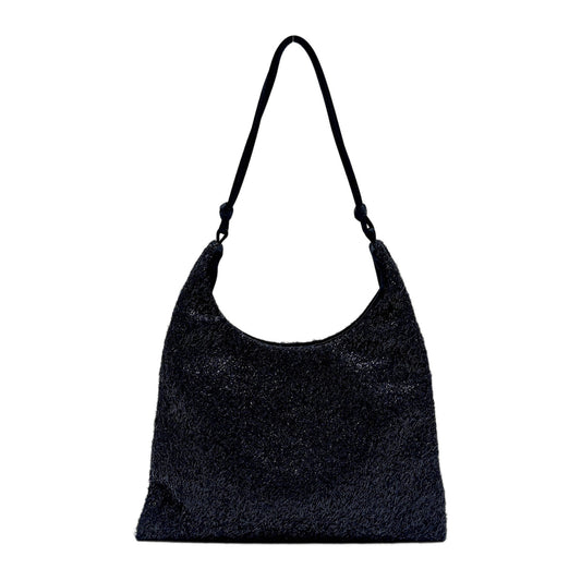 Shimmery Black Lurex Shoulder Bag