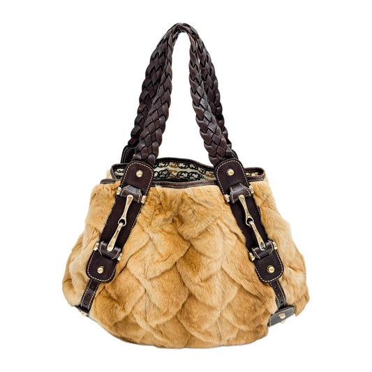 Horsebit Pelham Tan Fur Shoulder Bag