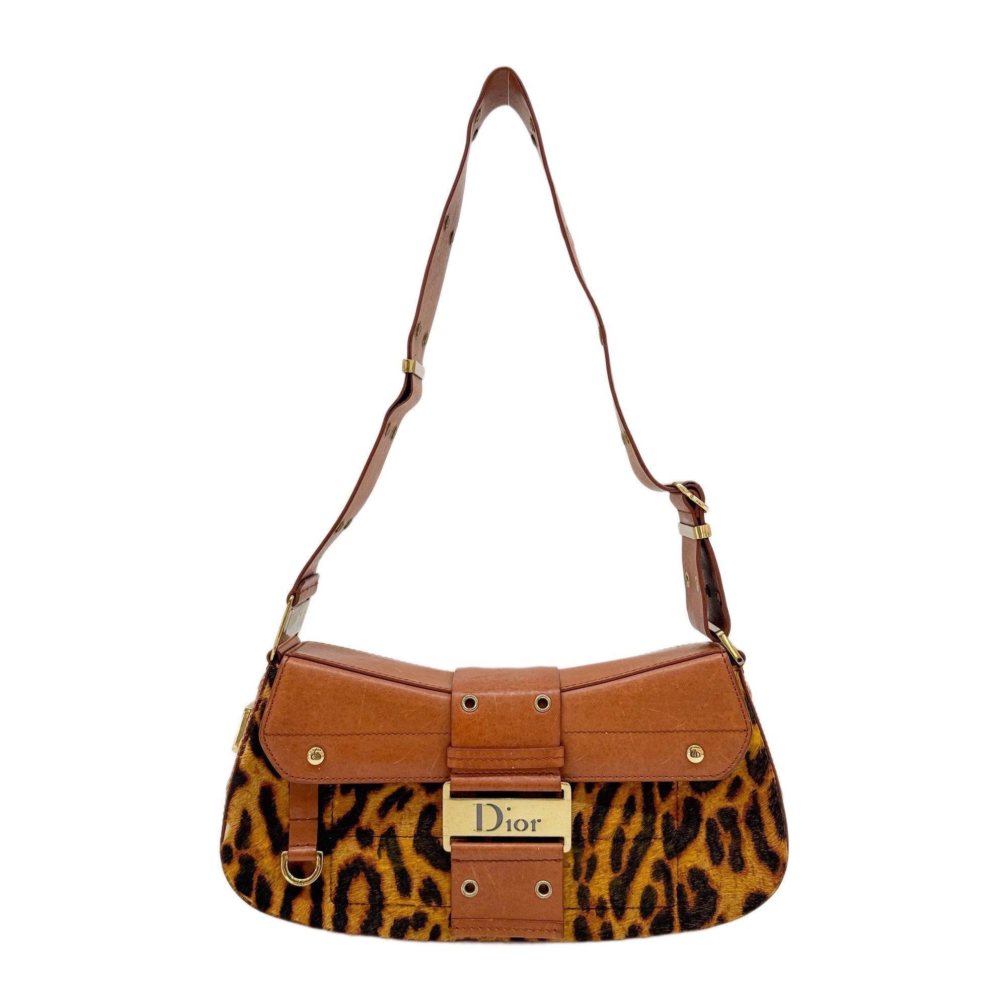 Street Chic Columbus Brown Leopard Print Pony Hair Shoulder Bag