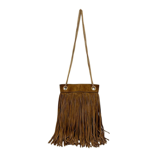 Fringed Brown Suede Shoulder Bag