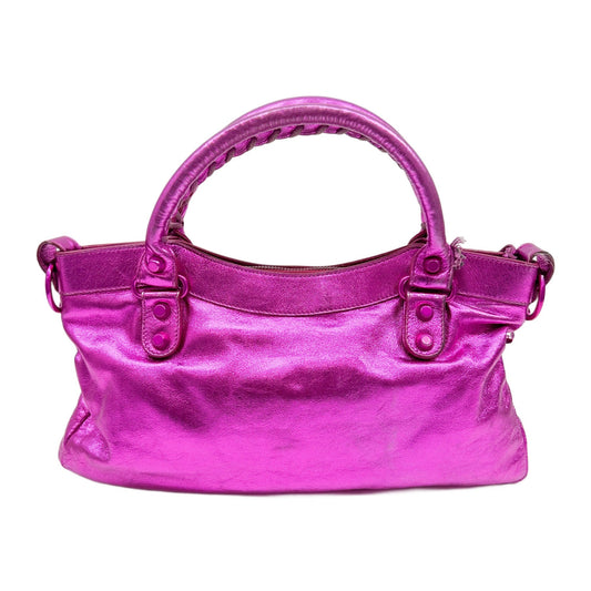 The First Pink Metallic Leather Two Way Bag
