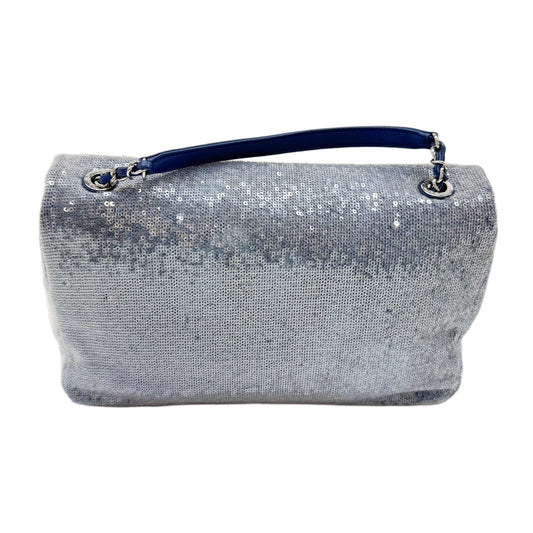Jumbo Classic Flap Waterfall Blue Sequin Shoulder Bag
