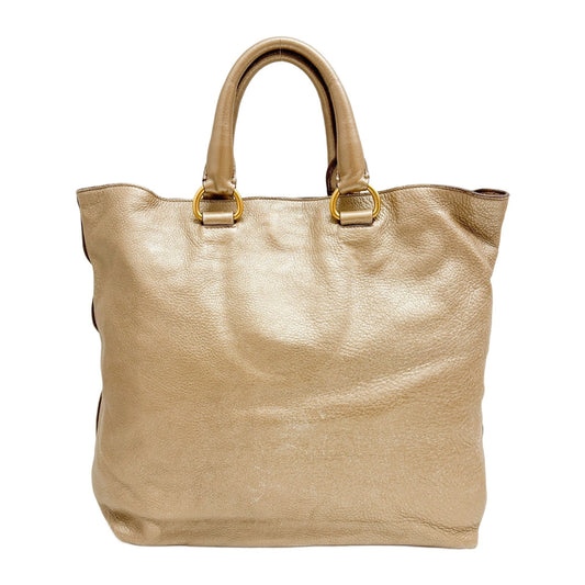 Metallic Gold Leather Two Way Tote Bag