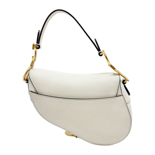 Mini Saddle Whitre Leather Hand Bag