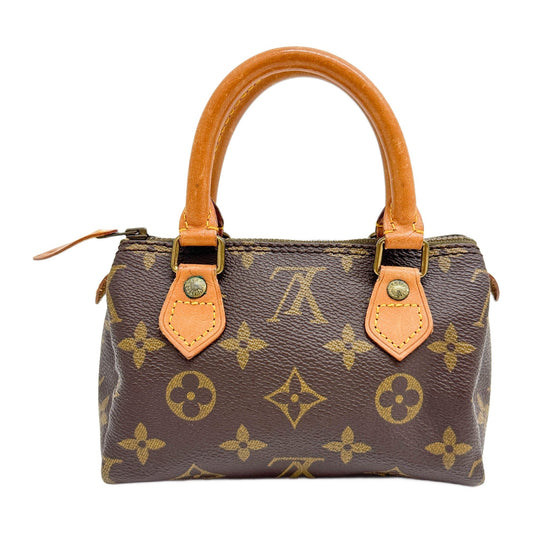 Mini Speedy Brown Monogram Leather Hand Bag
