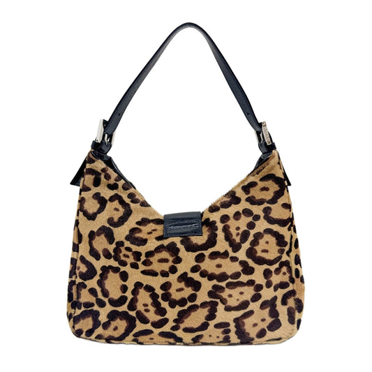 Brown Leopard Print Pony Hair Shoulder Bag