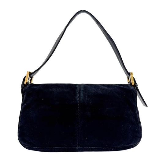 Baguette Black Suede Shoulder Bag