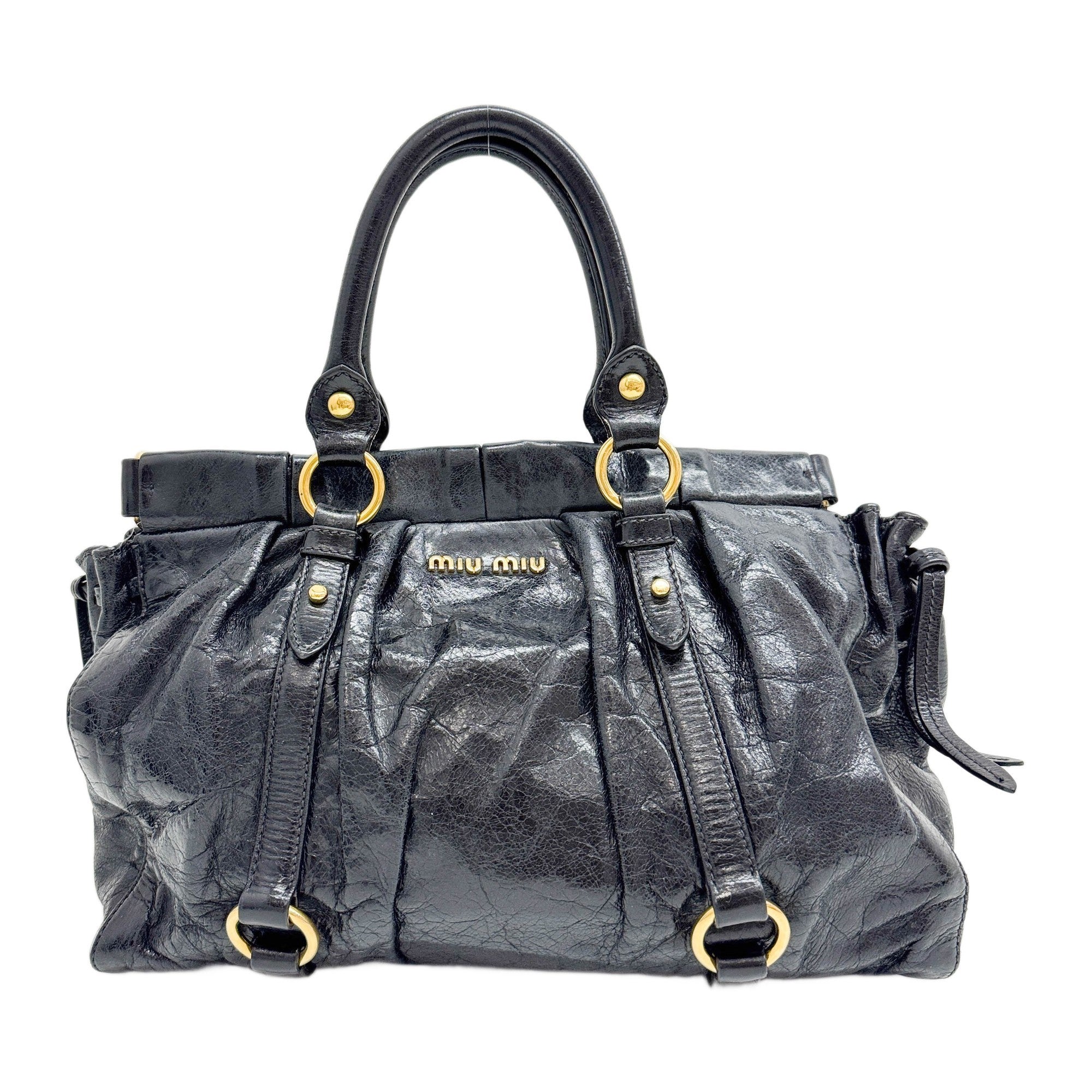 Vitello Black Leather Two Way Bag