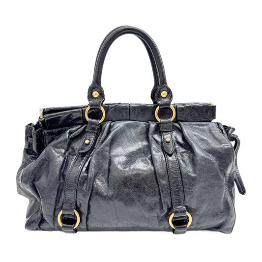 Vitello Black Leather Two Way Bag