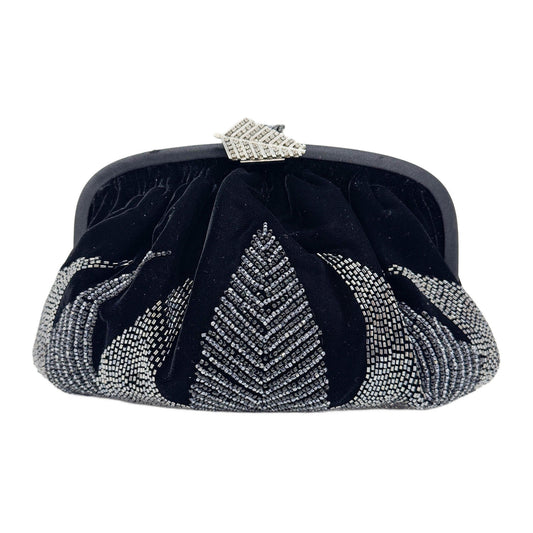 Beaded Embroidery Black Velvet Shoulder Bag