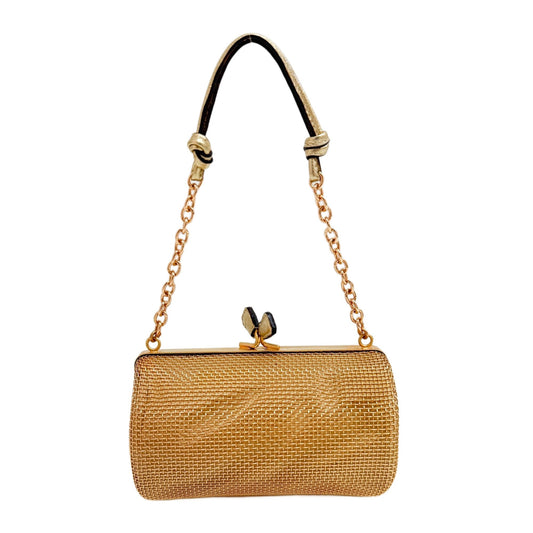 Mini Gold Pleated Accessory Hand Bag