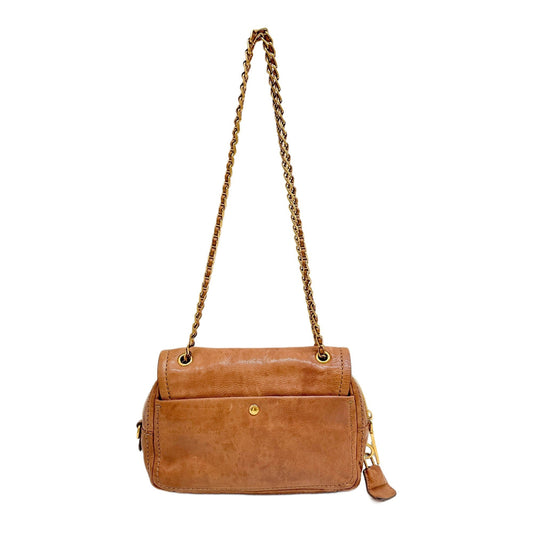 Sound Lock Brown Leather Shoulder Bag