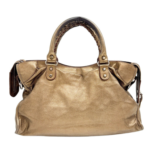 The City Gold Metallic Leather Two Way Bag