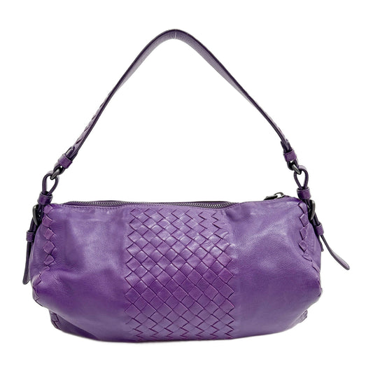 Intrecciato Purple Leather Shoulder Bag