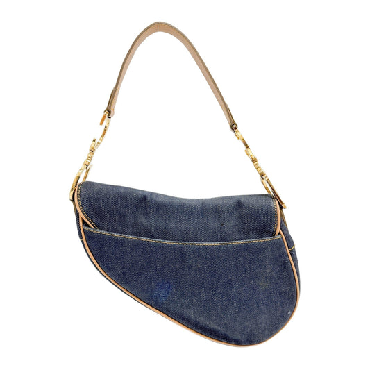 Saddle Blue Denim Shoulder Bag