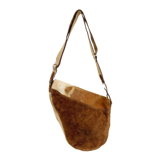 Saddle Brown Pony Hair & Suede Messenger Bag