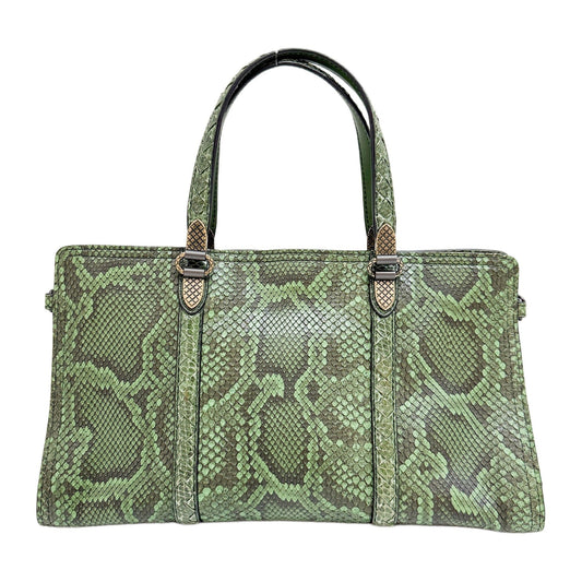 Green Snakeskin Embossed Python Leather Two-Way Bag