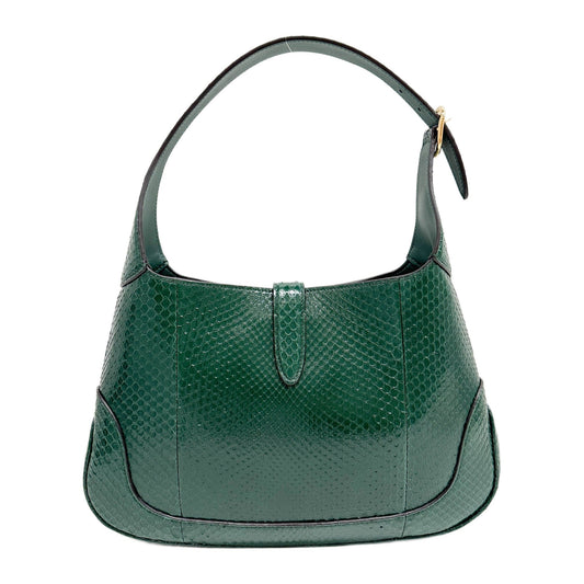 Jackie Forest Green Python Embossed Leather Shoulder Bag
