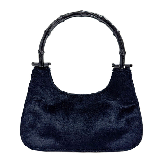 Bamboo Black Fur Shoulder Bag