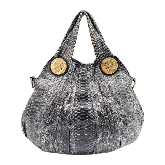 Hysteria Black Python Embossed Leather Two Way Bag