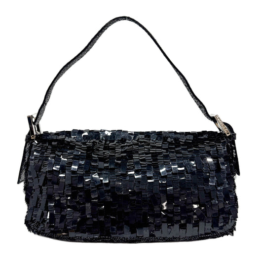 Baguette Black Sequin with Python Embossed Shoulder Bag