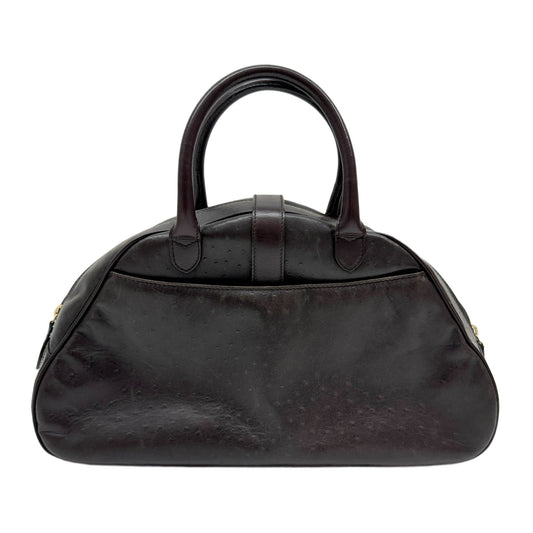 Saddle Bowler Brown Ostrich Leather Hand Bag