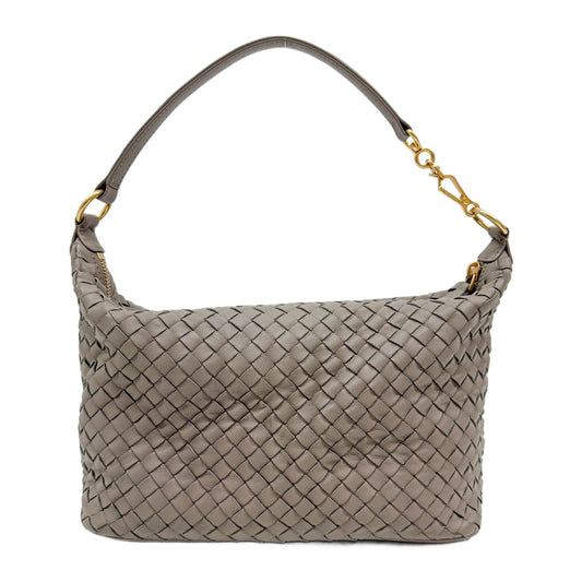 Inrecciato Elephant Gray Leather Shoulder Bag