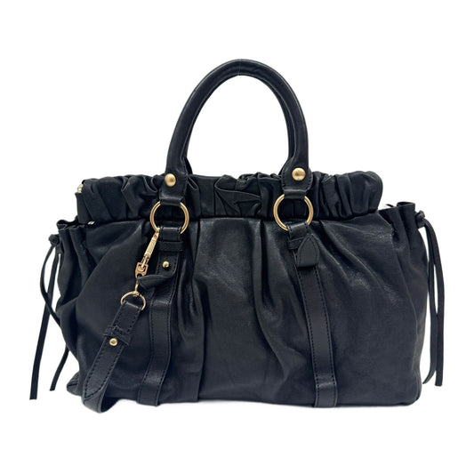 Vitello Black Leather Two Way Bag