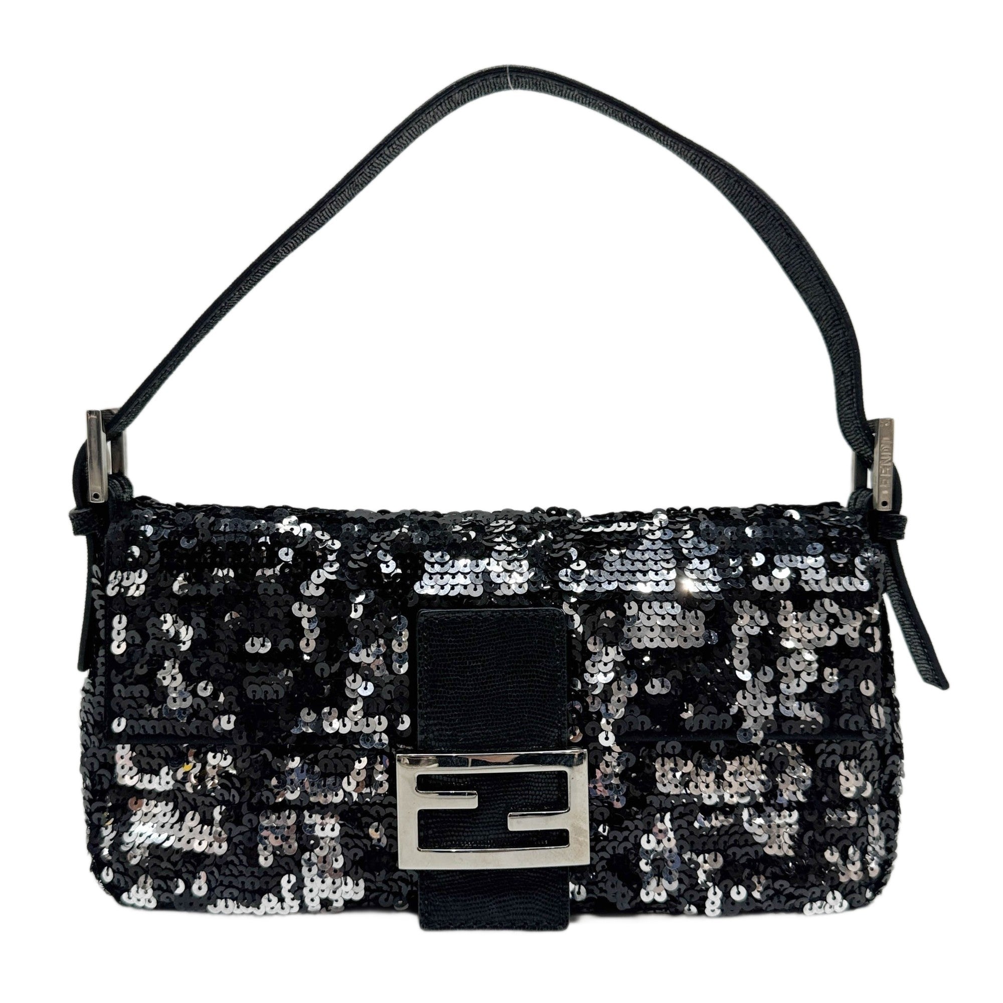 Baguette Black& Silver Sequin Shoulder Bag