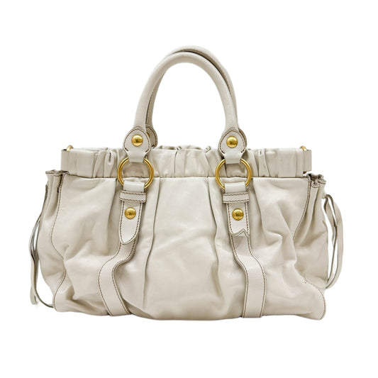 Vitello Beige Leather Two-Way Bag