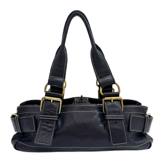Orb Black Leather Shoulder Bag