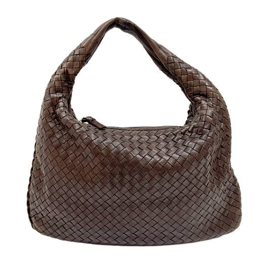 Intrecciato Brown Leather Shoulder Bag