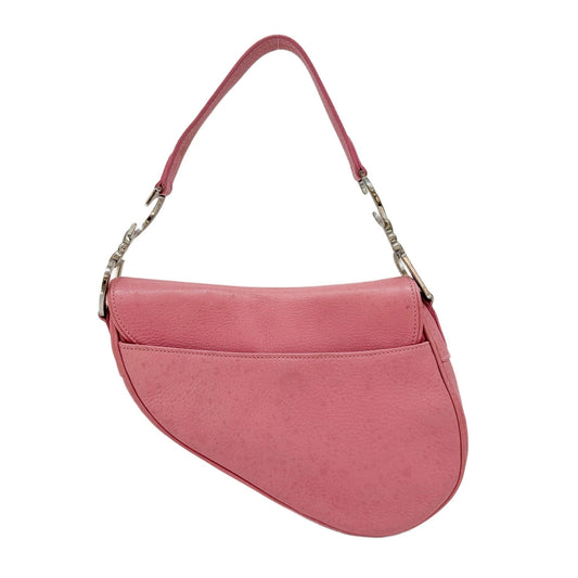 Saddle Floral Embroidered Pink Leather Shoulder Bag