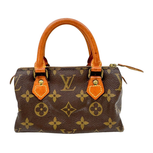 Mini Speedy Brown Monogram Leather Hand Bag