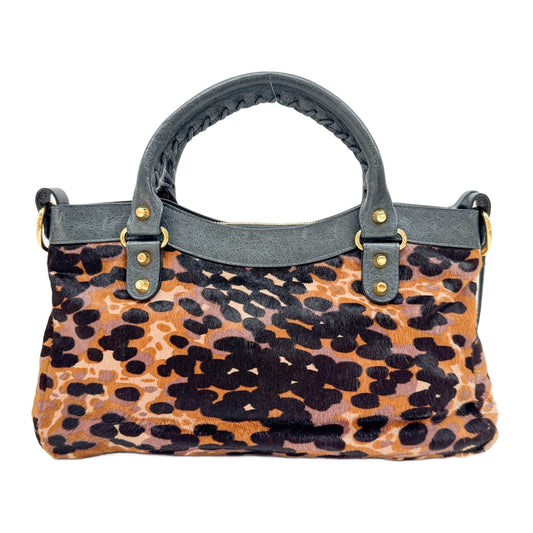 The First Multicolor Spotted Print Pony Hair Two Way Bag