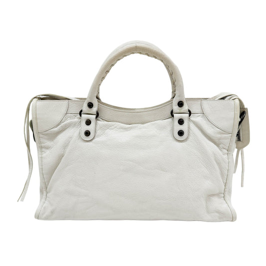 The City White Leather Two Way Bag