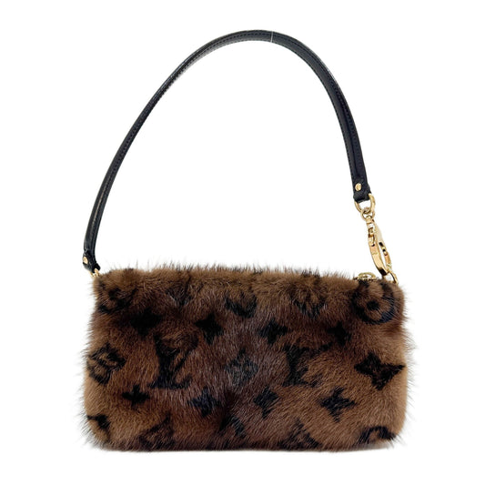 Brown Monogram Mink Fur Pochette Vision Shoulder Bag