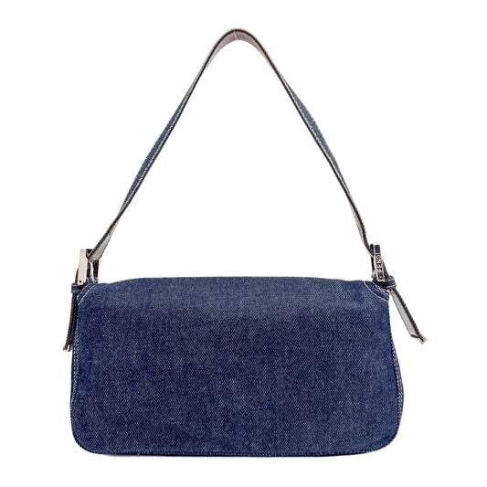 Baguette Blue Denim Shoulder Bag