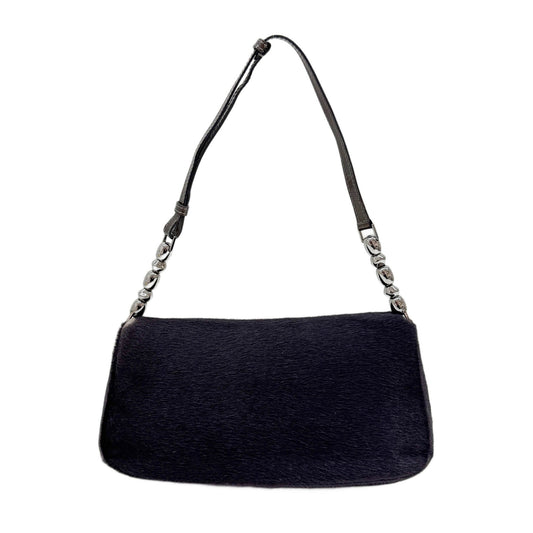 Malice Pearl Beaded Canvas Dusty Violet Pony Hair Shoulder Bag