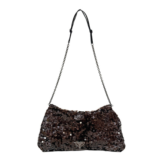 Brown Sequin Shoulder Bag