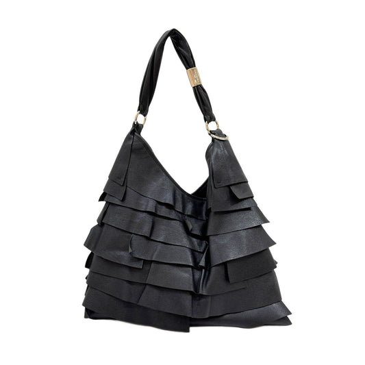 Saint Tropez Black Leather Shoulder Bag