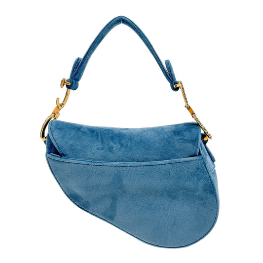 Mini Saddle Blue Velvet Shoulder Bag