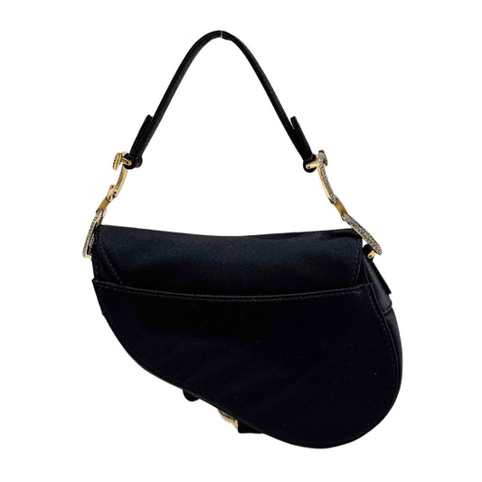 Mini Saddle Black Satin Hand Bag