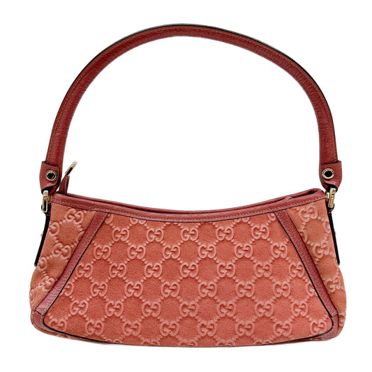 Abbey Pink GG Canvas Suede Shoulder Bag